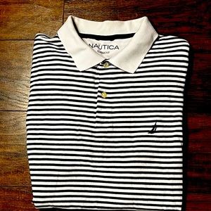 Nautica Black & White Stripper Men’s Polo